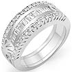 3/4CT Round Baguette Diamond Anniversary Ring 14K White Gold