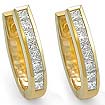 1.00 CT Princess Diamond Hoop Earrings 14k Yellow Gold G VS2