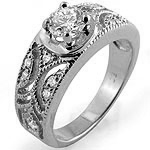 0.75Ct Round Solitaire Diamond Accent  Engagement Ring 14k White Gold