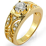 0.75Ct Round Solitaire Diamond Accent Engagement Ring 14k Yellow Gold