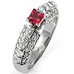 0.90 Ct Pink Sapphire & Round Diamond Anniversary Ring 14K White Gold