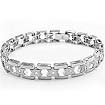 3/4 CT Round Mens Diamond Bracelet 14k White Gold