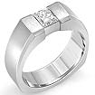 0.65 CT Princess Men's Diamond Wedding Band 14K White Gold G VS2