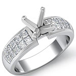 1.10 Ct Princess Diamond Engagement Ring Setting 14K White Gold