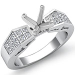 1.Ct Princess Diamond Engagement Ring Setting 14K White Gold