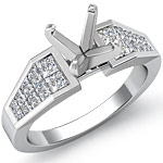 1 Ct Princess Diamond Engagement Ring Setting 14K White Gold