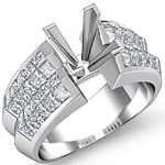 2.15Ct Princess Diamond Engagement Ring Setting 14K White Gold