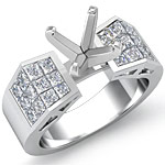 1.25 Ct Princess Diamond Engagement Ring Setting 14K White Gold