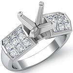 1.45 Ct Princess Diamond Engagement Ring Setting 14K White Gold