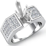 1.75 Ct Princess Diamond Engagement Ring Setting 14K White Gold