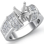 2.40 Ct Princess Diamond Engagement Ring Setting 14K White Gold