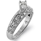 1.25Ct Round D VS2 EGL Solitaire Diamond Accent Engagement Ring 14k White Gold