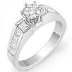 1.14 CT Round Princess Engagement Diamond Ring 14K White Gold