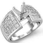 2 Ct Princess Diamond Engagement Ring Setting 14K White Gold