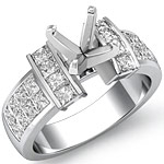 1.40 Ct Princess Diamond Engagement Ring Setting 14K White Gold