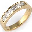 0.80 Ct Princess Half Diamond Wedding Band Ring 14k Yellow Gold