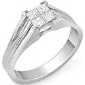 0.40 CT Princess VVS Diamond Engagement Ring 14K White Gold