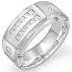 3/4 CT Princess Round Mens Diamond Wedding Band 14K White Gold