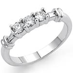 1/2Ct Round Baguette Diamond Anniversary Ring 14K W Gold