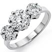 1.00 CT 3 Cluster Round Diamond Anniversary Ring 14K White Gold