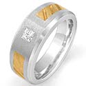 0.22 CT Princess Diamond Men's Ring 14K 2 Tone Gold