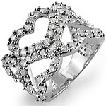 1.00Ct Round Natural Diamond Heart Style Anniversary Band Ring 14k White Gold