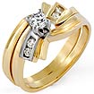 0.30 CT Round Diamond Engagement Ring Bridal Set 14K Yellow Gold