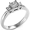 1/2 CT 3 Stone Princess Diamond Anniversary Ring 14K White Gold