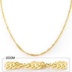 2.60gm Solid 14k Yellow Gold Singapore Chain Necklace 16 inch
