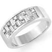 1 3/4 CT Princess Baguette Diamond Wedding Ring 14K White Gold