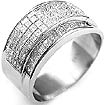 3 3/4 Ct Princess Men's Wedding Band Ring 14K White Gold