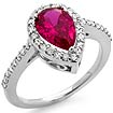 1 3/4CT Pear Ruby Round Diamond Solitaire Ring 14K White Gold