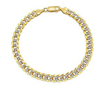 14 gm 14K Yellow Gold Cuban Men Bracelet White Pave 8 inch