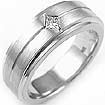 0.17 Ct Princess Diamond Mens Wedding Band 14K White Gold