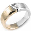 0.17CT Men's Princess Diamond Wedding Band Ring 14K 2 Tone Gold