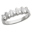 0.60 CT 5 Stone Bar Set Round Diamond Wedding Ring 14K White Gold