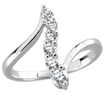 1/2 CT Round Diamond Right Hand Journey Ring 14K White Gold