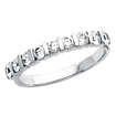 1/2 Ct 9Stone Bar Set Round Diamond Wedding Band Ring 14K W Gold