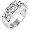 1 1/2CT Princess Diamond Mens Wedding Band Ring 14K White Gold