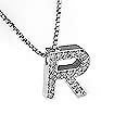 1/4 CT Letter Initials R Round Diamond Pendant 14k White Gold