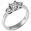 0.80 CT 3 Stone Princess Round Diamond Engagement Ring 14K White Gold
