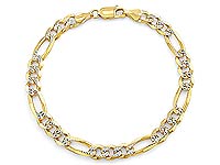 14.8gm 14k Solid 2Tone Gold White Pave Bracelet Chain 8.50 inch