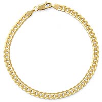 5.60 gm 14K Gold Yellow Flat Cuban Pave Bracelet 7 inch