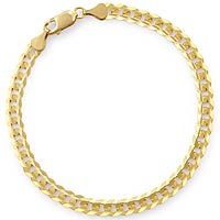 8.5 gm 14k Solid Yellow Gold Flat Cuban Pave Bracelet 8 inch