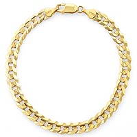 10.50 gm 14k Solid Yellow Gold Flat Cuban Pave Chain Bracelet 7.5 inch