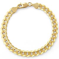 16gm 14K Solid Flat Cuban Pave Gold Chain Bracelet 7.5 inch