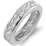 2.25 Ct Princess Diamond Eternity Anniversary Ring 14k White Gold