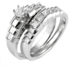 1.00 CT Princs Diamond Wedding Bridal Set Ring 14K White Gold