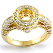1 Ct Round Diamond Setting Engagement Ring 14K Yellow Gold