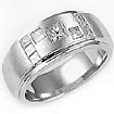 1 CT Men's Princess Wedding Diamond Ring 14k White Gold